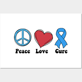 Peace Love Cure Type One Diabetes awareness T1D Posters and Art